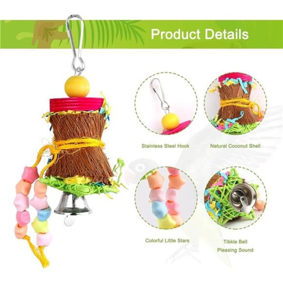 4 Pack Bird Shredder Toys Small Parrot Chewing Toys Parrot Cage Foraging Hanging - Picture 3 of 7